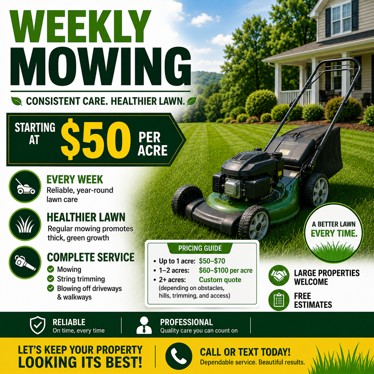 Weekly Mowing Reliable Scheduling